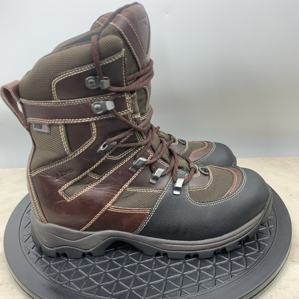 LL Bean Boots Men Size 10 Shoes Brown Black Leather Tall Winter Snow Tek 2.5